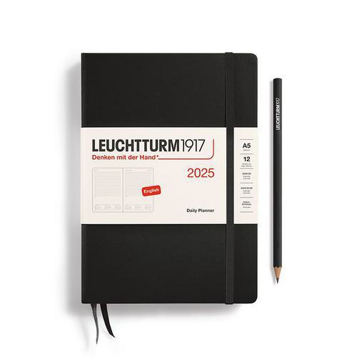 Leuchtturm, Black, Planners, Art & School, 2025, A5, Medium, Daily, 816332